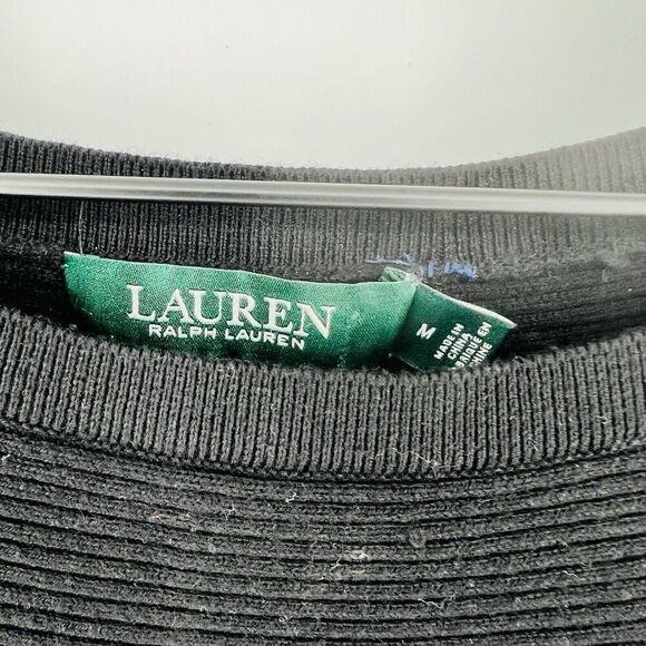 Ralph Lauren Black Ribbed Oversized Sweater Shoulder Buttons Size Medium - Picture 4 of 5